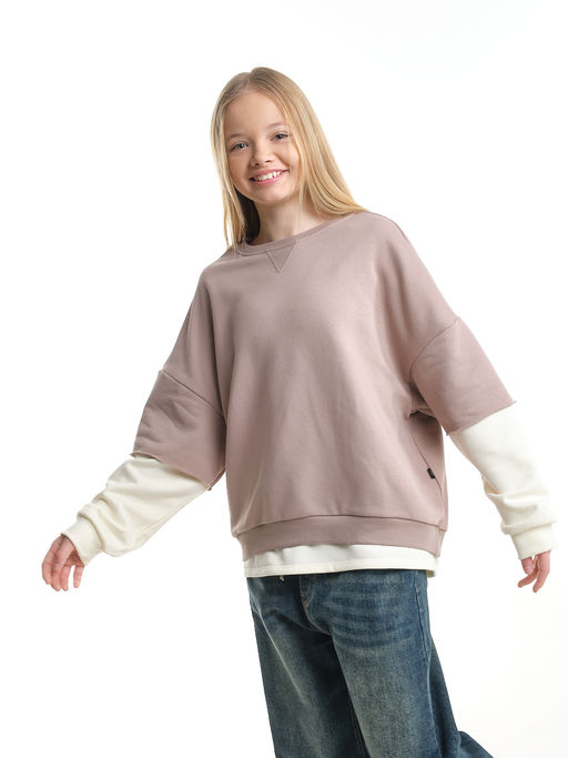 Толстовка для девочки 22-8047 бежевый - Mini maxi фото 25