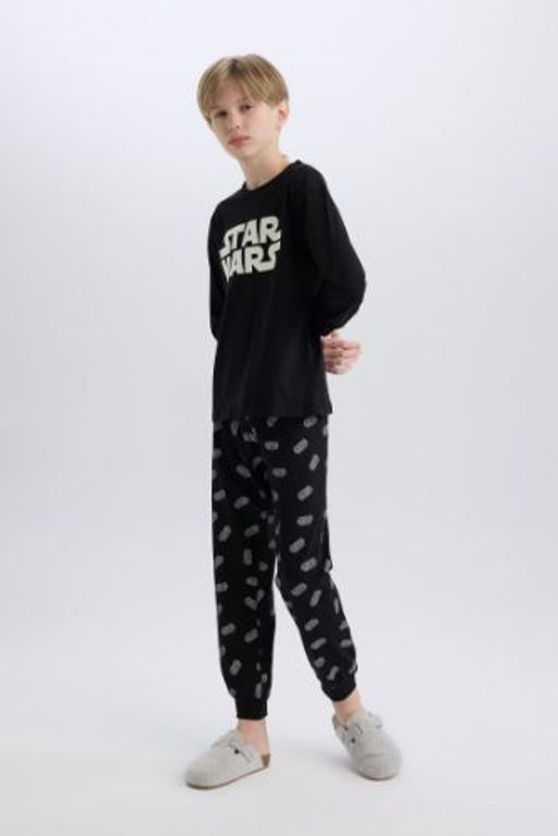 Erkek Cocuk Star Wars Pijama Tak?m? Bisiklet Yaka Uzun Kollu Ust Uzun Alt