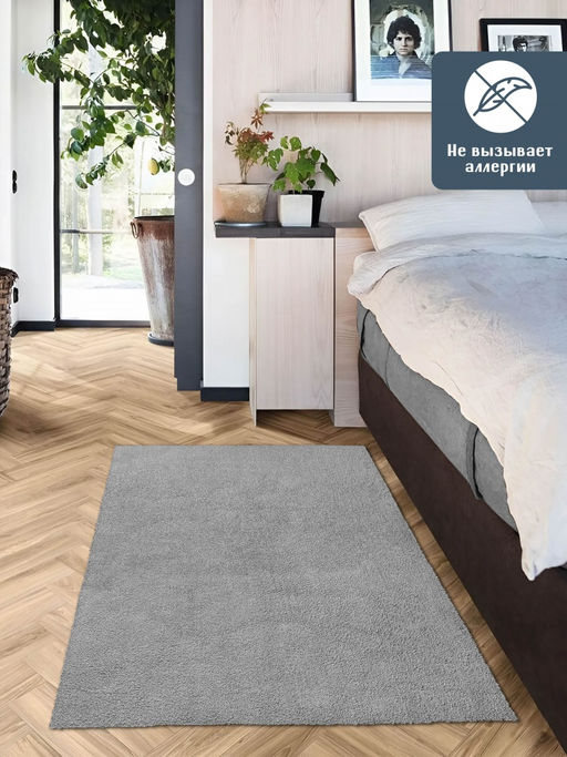 Коврик НАНОХЛОПОК SHAHINTEX 100х150 пепельный 05 S фото 3