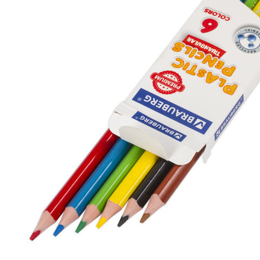 Карандаши цветные BRAUBERG PREMIUM, 6 цветов, трехгранные, грифель 3 мм