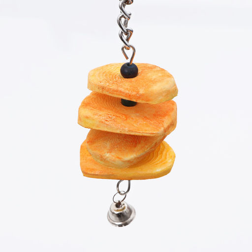 Игрушка для птиц с панцирем каракатицы и бусами, 18 х 6 см, жёлтая - Пижон фото 4