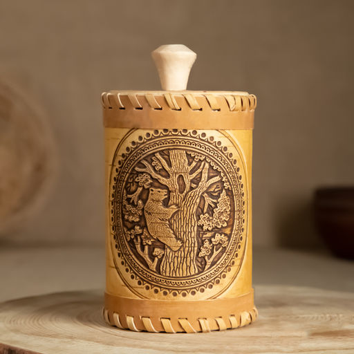 Туес «Медведь», 8×8×12, береста