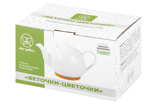 Чайник 900 мл 22,5*13*14 см Веточки-цветочки на деревянной подставке - Elan gallery фото 6