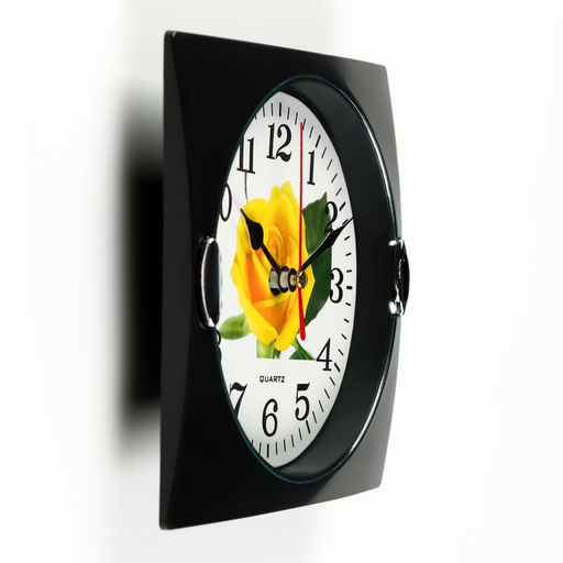 Часы настенные классические «Роза», дискретный ход, d=13 см, 15×15 см, от батарейки 1×АА