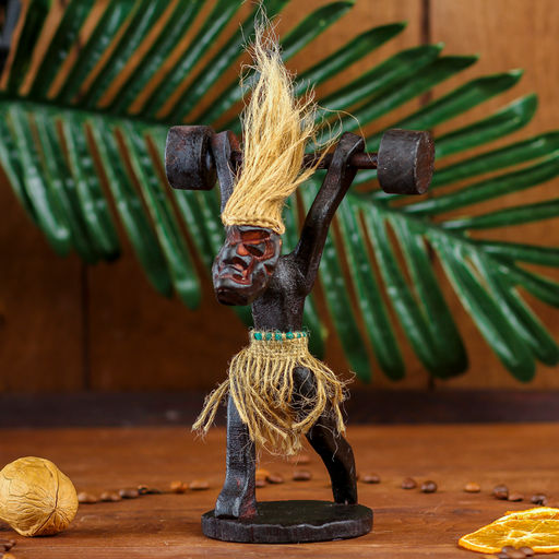 Сувенир «Абориген-штангист», 30 см, дерево