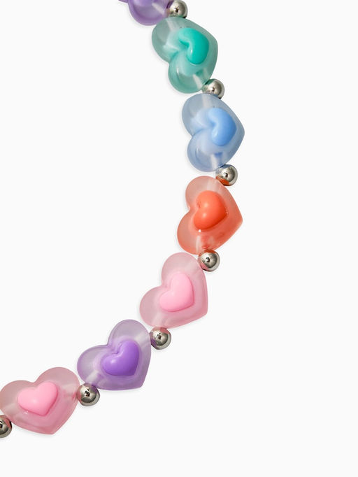 Цена за 2 шт. Бусы детские «Выбражулька. Сердце», цветные в серебре