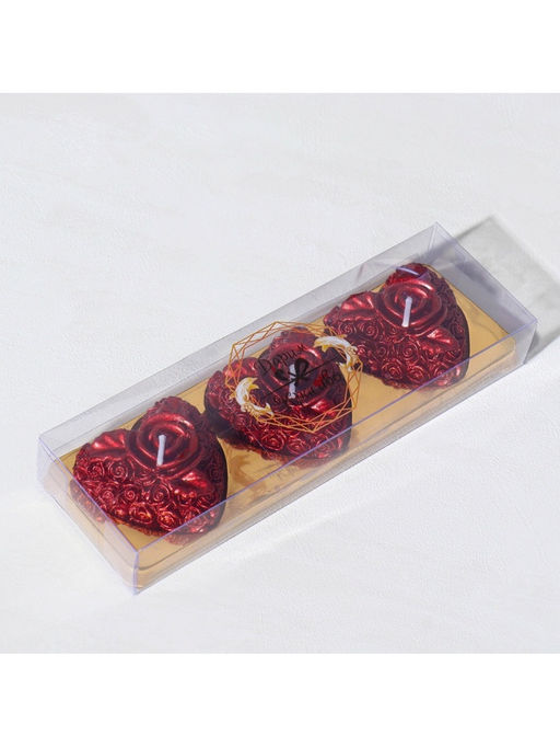 УЦЕНКА Набор свечей Сердце с розой, 3 шт., 5?2.5 см, красный - Дарим красиво фото 3