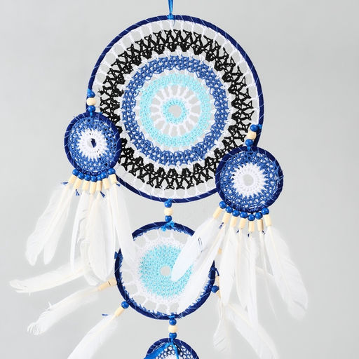 Ловец снов амулет от сглаза 5 колец «Назар», с перьями, 20×55 см