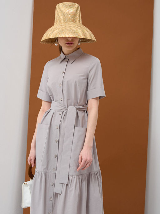 Платье хлопок OD-791-2 серый OD-791-2