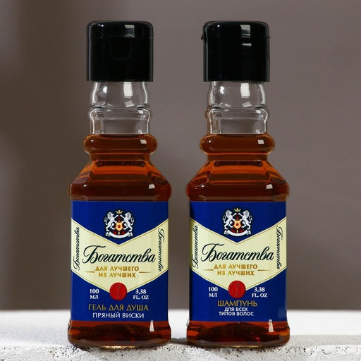 Подарочный набор косметики Богатства!, гель для душа и шампунь для волос во флаконах виски, 2?100 мл, Чистое счастье  фото 4