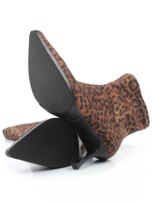01-H26B-42PC BROWN LEOPARD Ботильоны демисезонные женские (велюр)