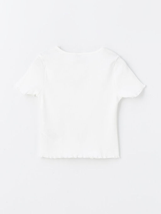 Bisiklet Yaka Nak??l? K?sa Kollu K?z ?ocuk Ti??rt - Waikiki фото 2