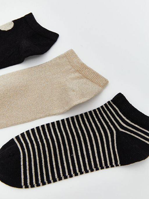 Desenli Kad?n Patik ?orap 3l?