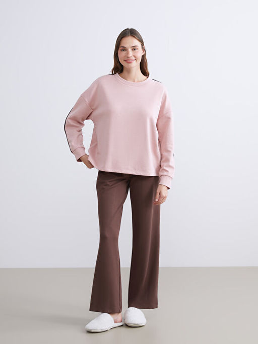 Bisiklet Yaka Oversize Kad?n Pijama ?st?