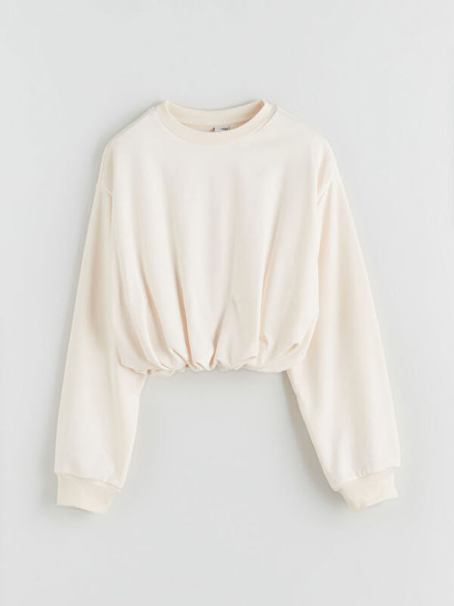 Bisiklet Yaka Basic K?z ?ocuk Sweatshirt