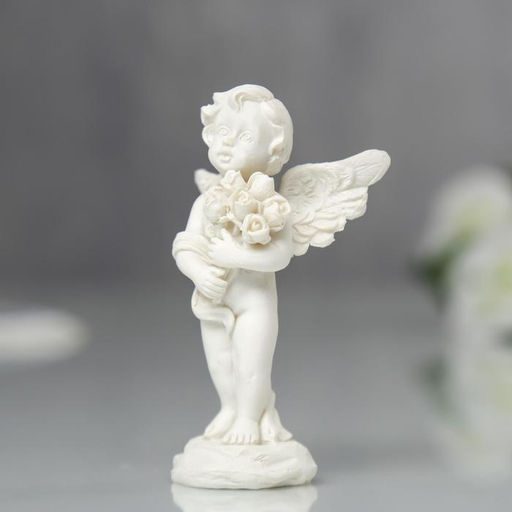 Фигурка полистоун Ангелочек с букетом роз, 7.2?4.5?2.8 см, МИКС