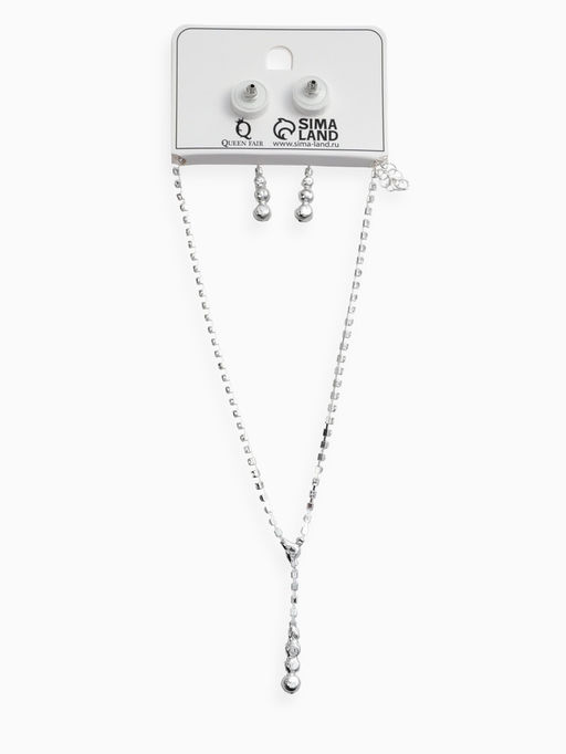 Набор 2 пред-а: серьги, колье "Вечерний шик" минимал, цвет белый в серебре