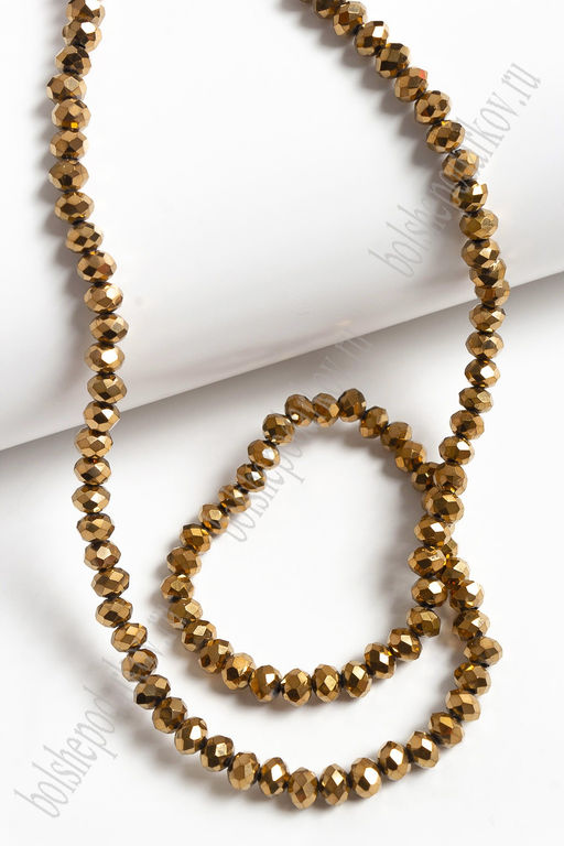 Бусины стеклянные, металлик, на леске "Rondelle" 4 мм (SF-668) коричневый №202