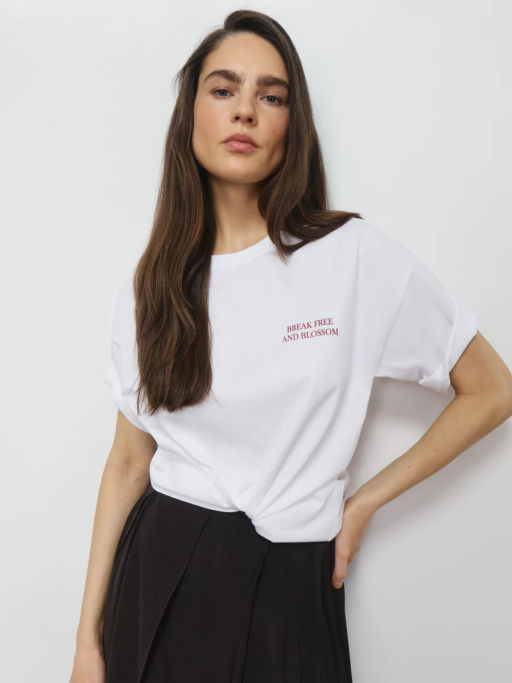 Футболка из хлопка с принтом / Zarina фото 2