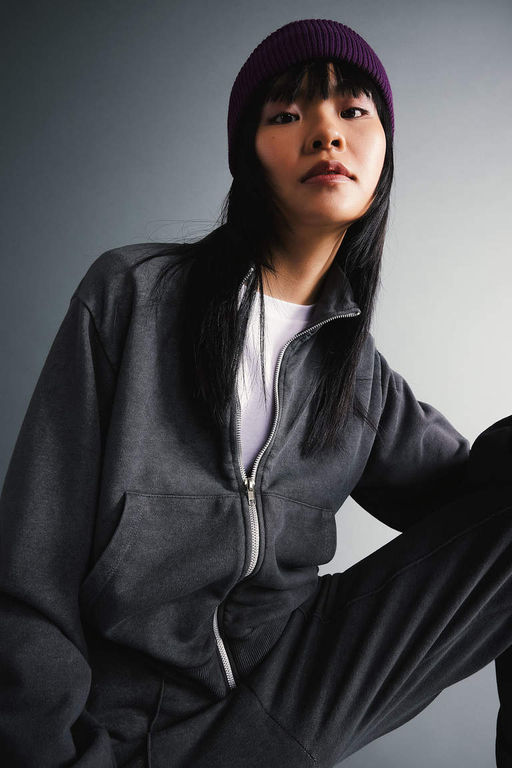 Толстовка на молнии из плотной моющейся ткани с эффектом потертости Cool - Defacto фото 3