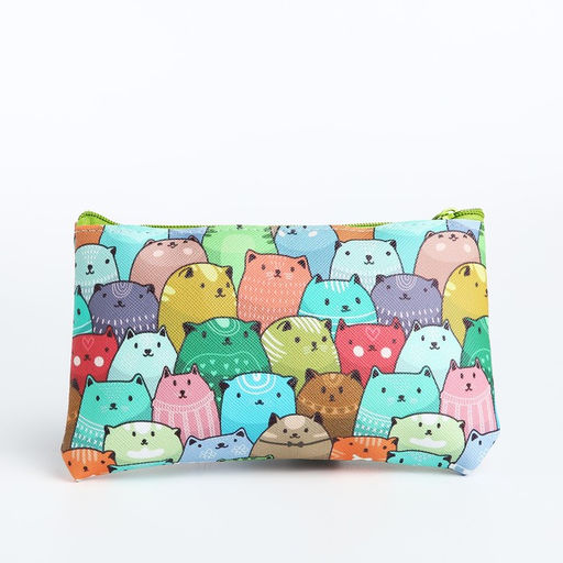 Цена за 3 шт. Косметичка-пенал на молнии, плоская, с рисунком Разноцветные коты, разноцветная - Simaland фото 2