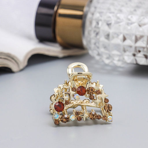 Цена за 6 шт. Крабик для волос «Селена галант», дуга, 3 см, золото