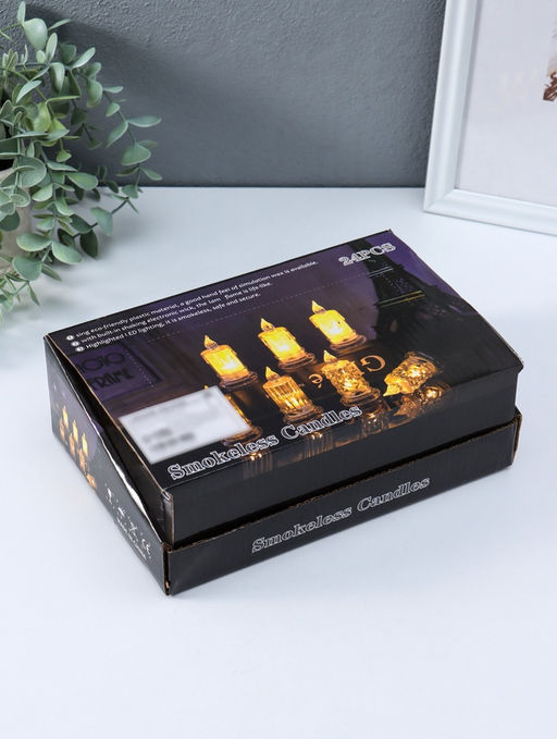 Цена за 4 шт. Светодиодная свеча LED - ночник RISALUX «С подтёками», 3×LR41, прозрачный, 3.5×3.5×7.2 см