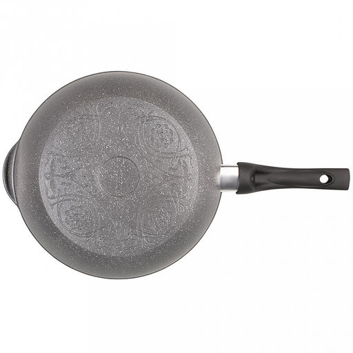 Сотейник с антипригарным покрытием д24см "Графит", h8,2см, s0,4см, ручка из термостойкого пластика, стеклянная крышка с пароотводом, подарочная упаковка (Россия)