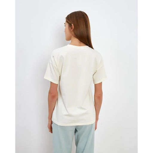 Футболка однотонная женская MINAKU: Basic line, экрю, размер 44