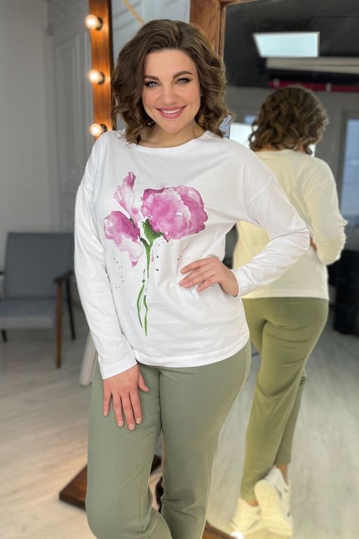 Свитшот Rumoda 2061/1 белый/лаванда  фото 5