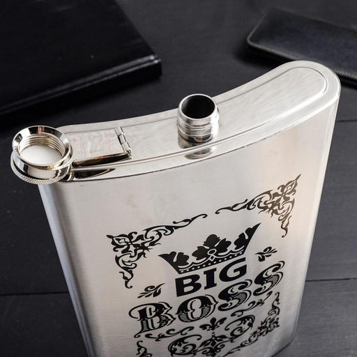 Фляжка ГИГАНТ Big boss, 1920 мл, серебристая