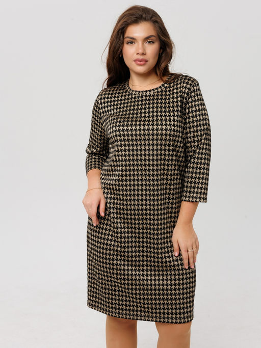 Платье женское П-176 (жаккард принт) Тёмно-серая ёлочка