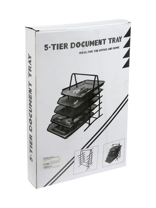 Лоток для бумаг, горизонтальный, металлическая сетка, 5 отделений, чёрный