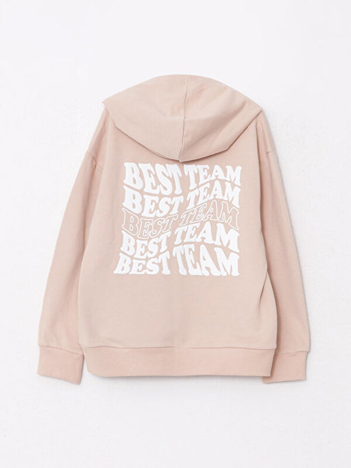 Kap??onlu Bask?l? Uzun Kollu K?z ?ocuk Sweatshirt - Waikiki фото 2
