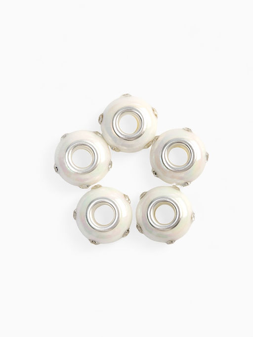 Цена за 5 шт. Шарм бусина «Диоды», для творчества, белые в серебре