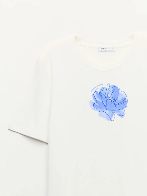 Футболка из хлопка с принтом / Zarina фото 9