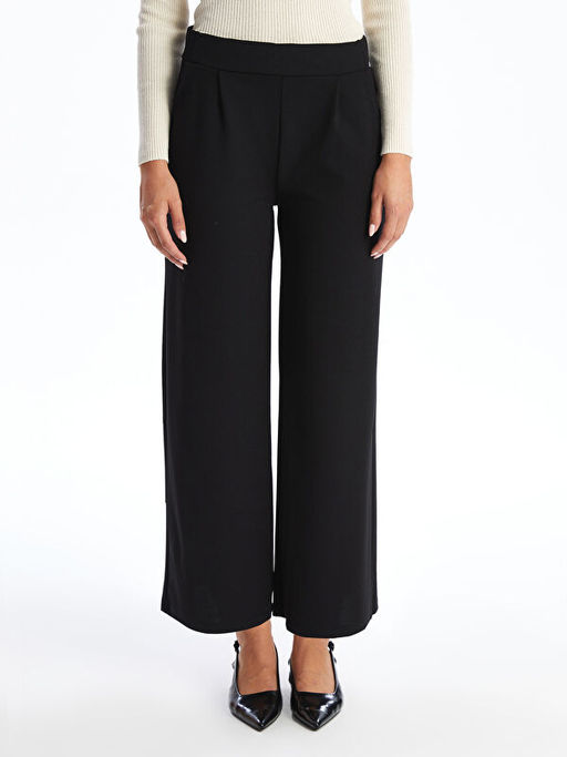 Kad?n Beli Lastikli D?z Pantolon