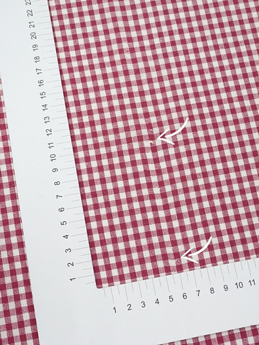 Брак(уценка) Пестрядь "Клетка (4*4 мм)" цв.малиновый, ш.1.45м, хлопок-100%, 130гр/м.кв