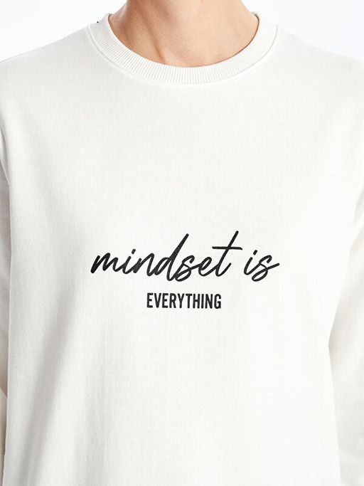 Bisiklet Yaka Bask?l? Kad?n Sweatshirt Tunik