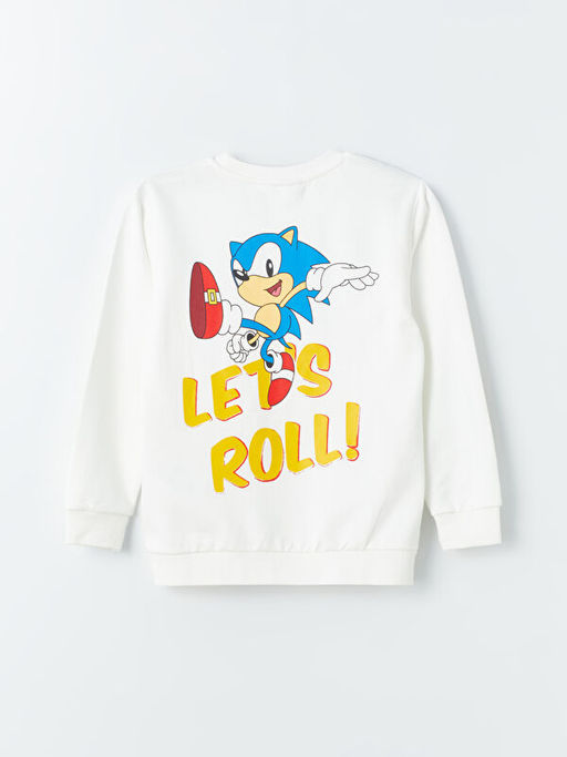 Bisiklet Yaka Sonic Bask?l? Uzun Kollu Erkek ?ocuk Sweatshirt - Waikiki фото 2