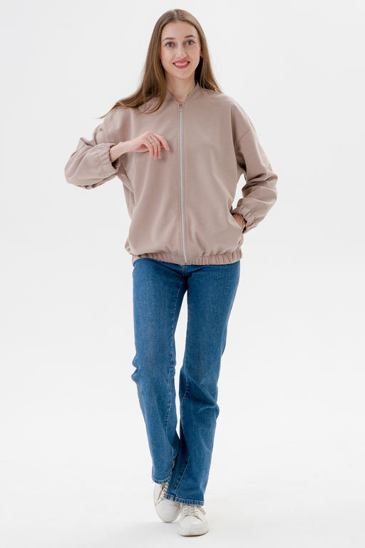 Бомбер из коттон фита какао макси - Амадэль фото 16