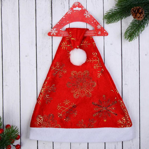 Цена за 2 шт. Колпак новогодний «Золотые снежинки» 39×27 см, красный