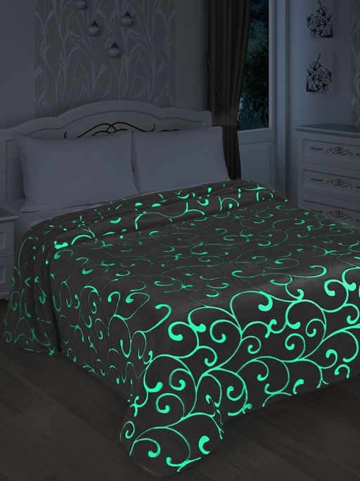 Плед плюшевый Светящийся 180x200 УЗОР СЕРЫЙ