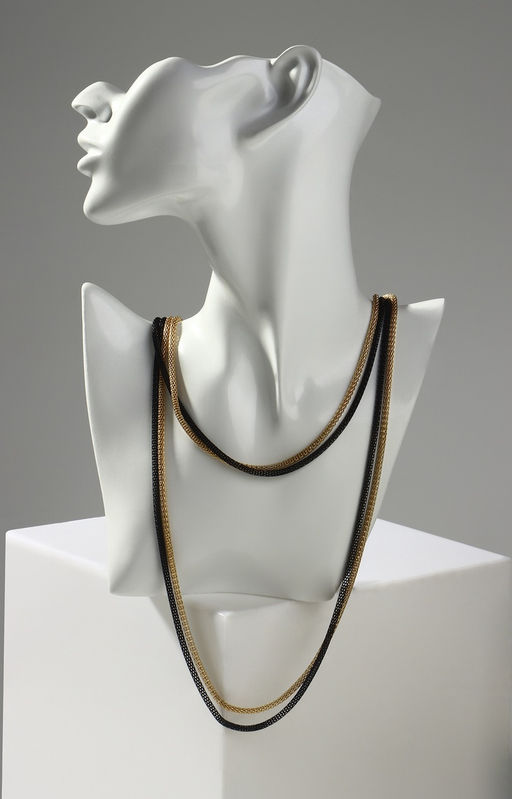 Бусы 2 нити Трансформер (несколько способов носки), цвет чёрно-золотой, 118 см