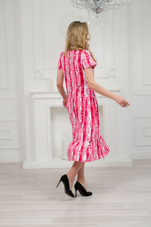 Платье женское из кулирки Кармелита малиновая роза