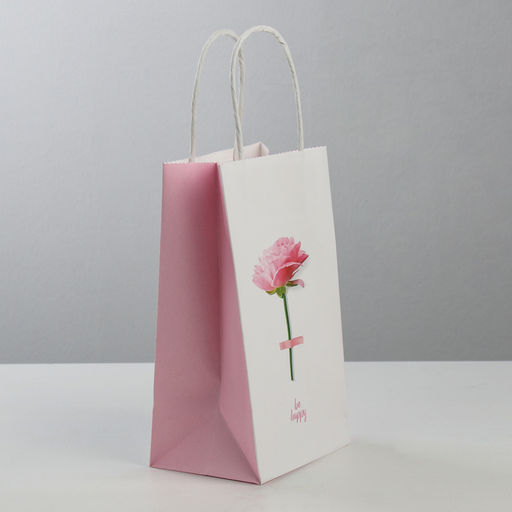 Пакет подарочный крафт Be happy, 12 21 9 см - Дарите счастье фото 2