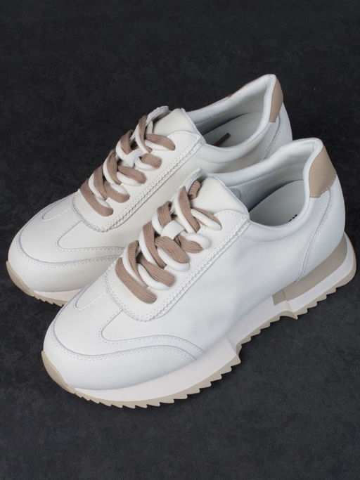 05-PDJ66-1 WHITE/BEIGE Кроссовки женские (натуральная кожа) - Фабричный китай фото 5