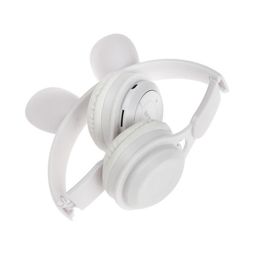 Наушники детские, беспроводные, накладные, с ушками зайца, Y08R, Bluetooth 5.1, с микрофоном, с подсветкой, 400 мАч, белые