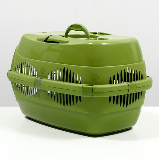 Переноска для животных до 12 кг Пижон 49х33х32см, металлическая дверь, оливковая  фото 3