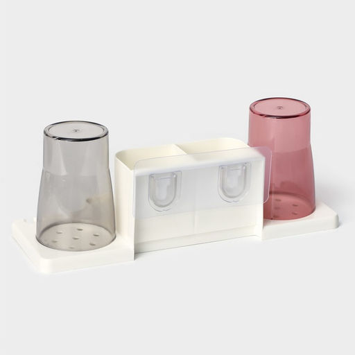 Держатель для зубных щеток настенный, с 2 стаканами на липучках, 31914 см, белый - Simaland фото 4